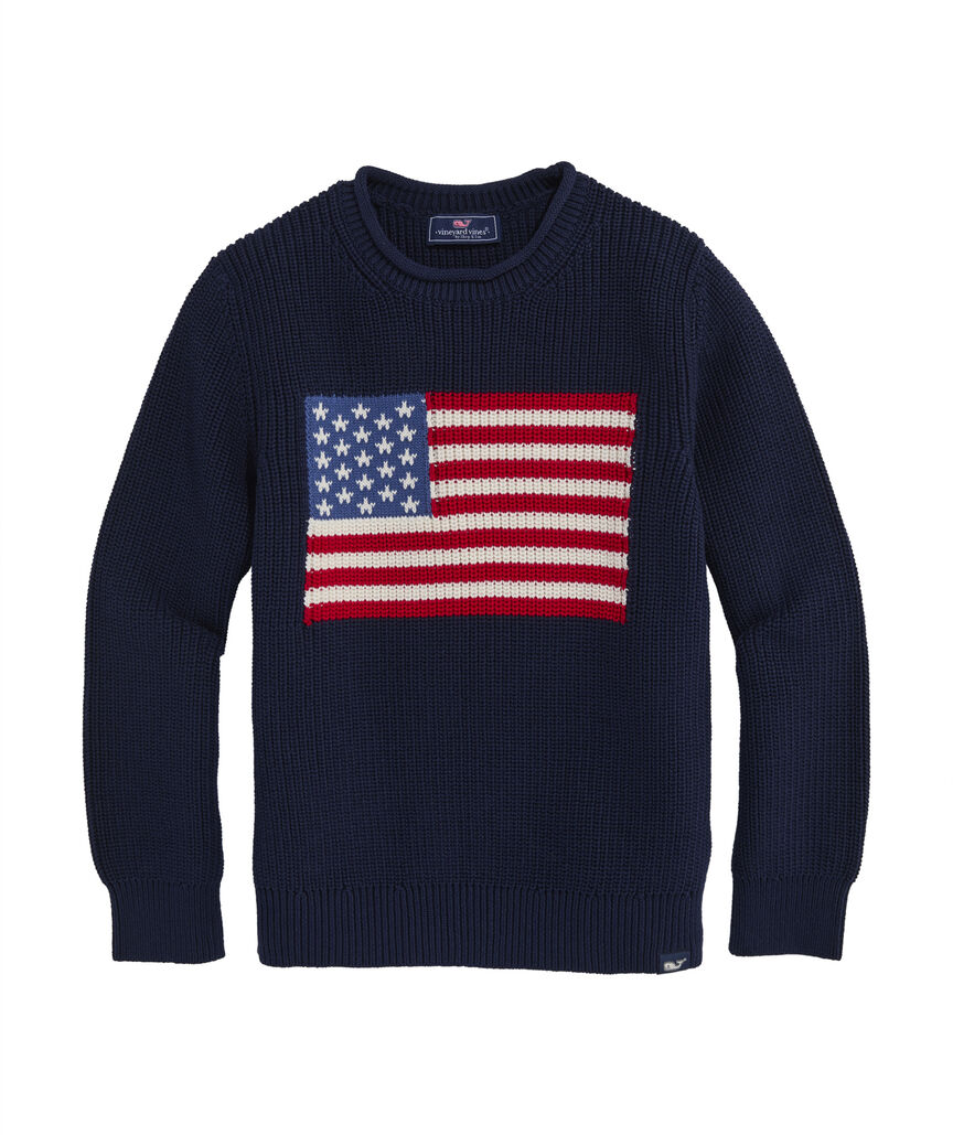 OUTLET Kids' American Flag Cotton Rollneck Sweater