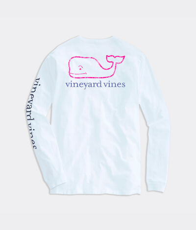 Vineyard Vines Tri-Color Vintage Whale Long-Sleeve Pocket T-Shirt (White) (Size: Small)