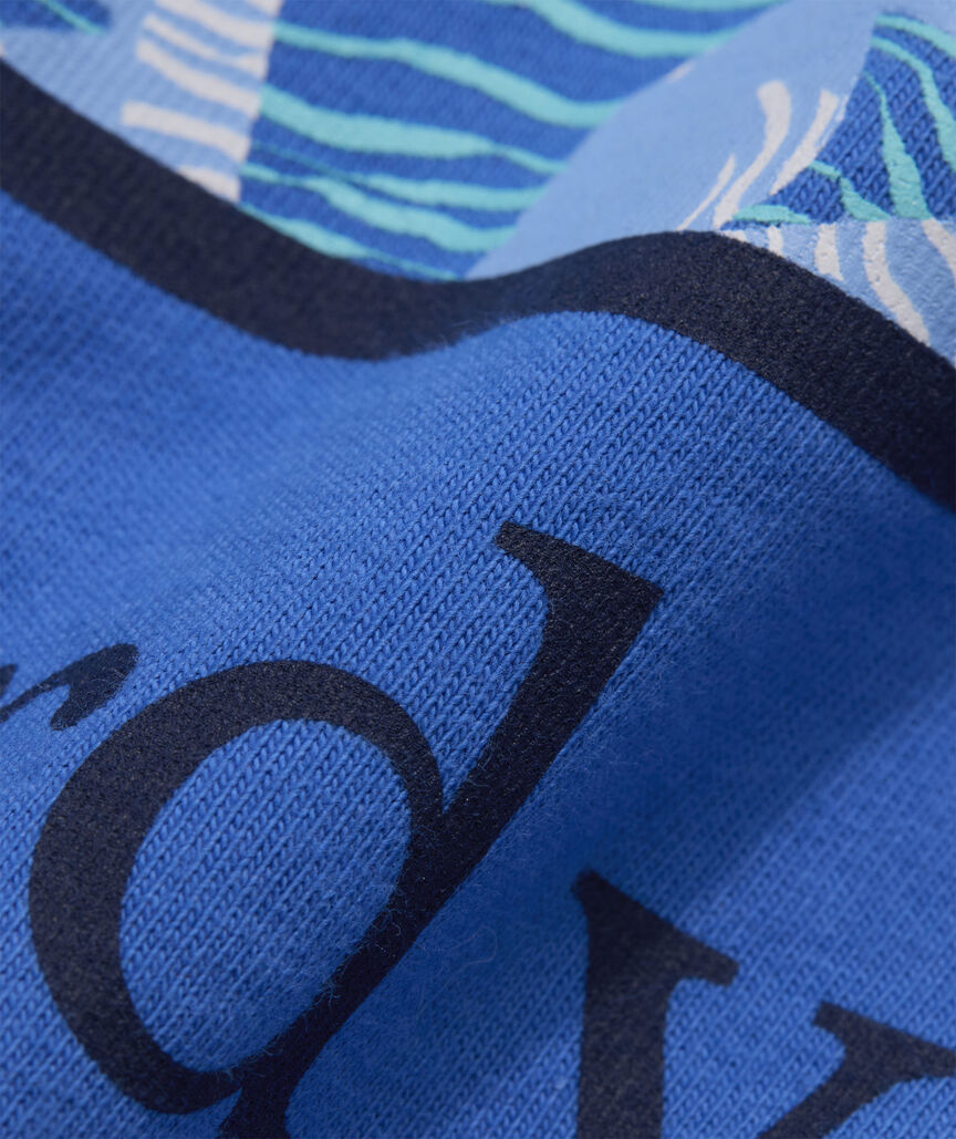 Tide Blue Rippled Fish Whale Long-Sleeve Pocket Tee