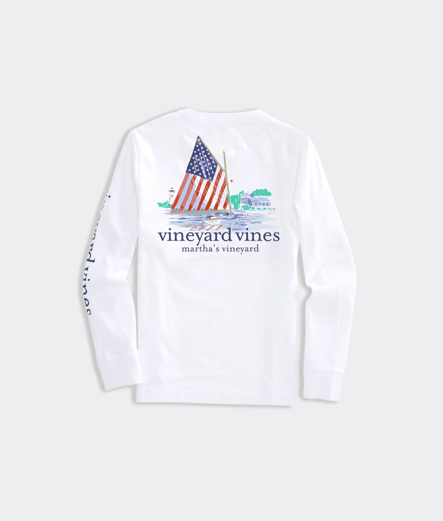 Kids' Limited-Edition USA Catboat Scenic Long-Sleeve Pocket Tee