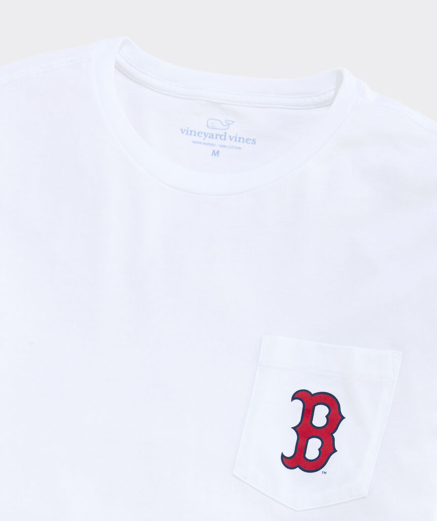 Boston Red Sox Long-Sleeve Sticker Whale Fill Pocket T-Shirt
