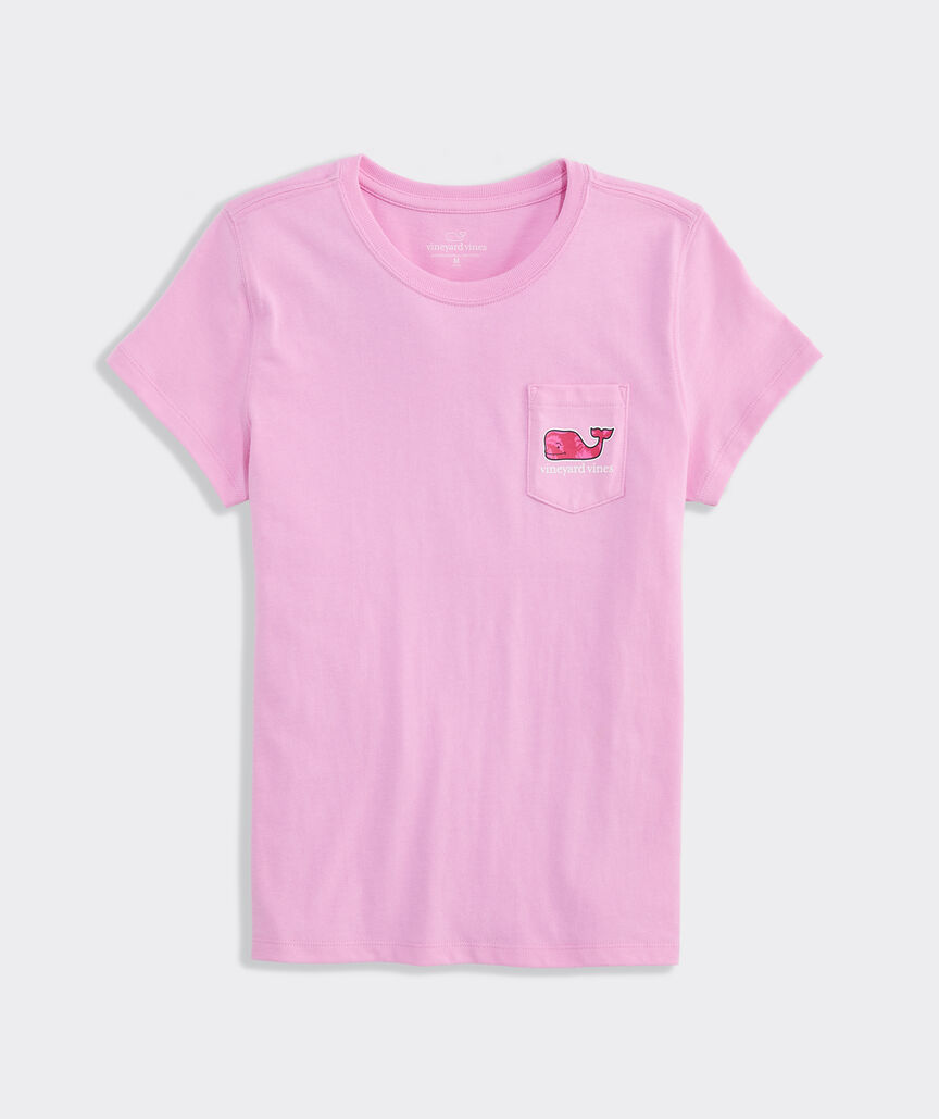 Girls' Pineapple Palm Stripe Whale Short-Sleeve Pocket Tee