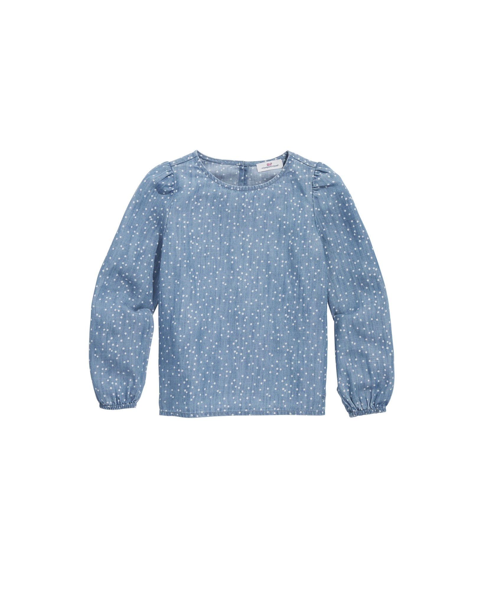 OUTLET Girls' Chambray Scattered Dot Top