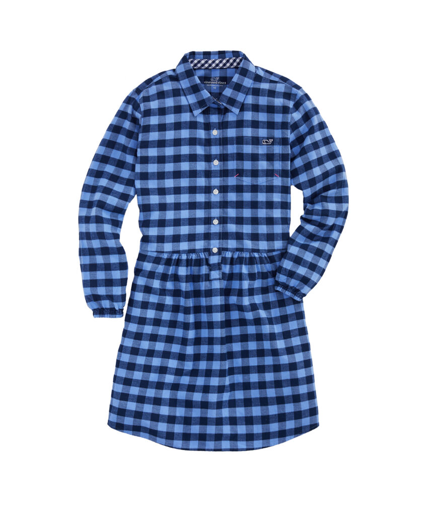 Girls Lighthouse Gingham Flannel Shirt Dress