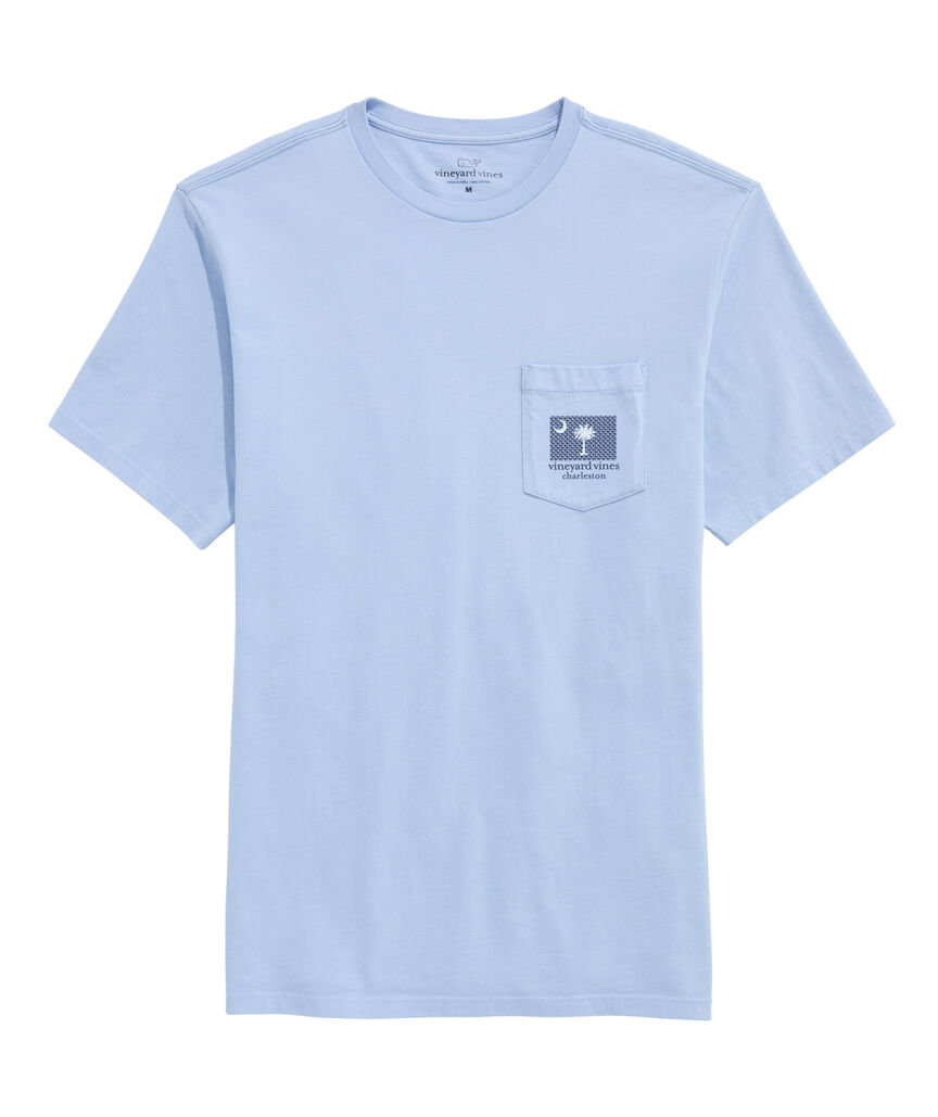 Charleston South Carolina Flag Palm & Crescent Short-Sleeve Pocket Tee