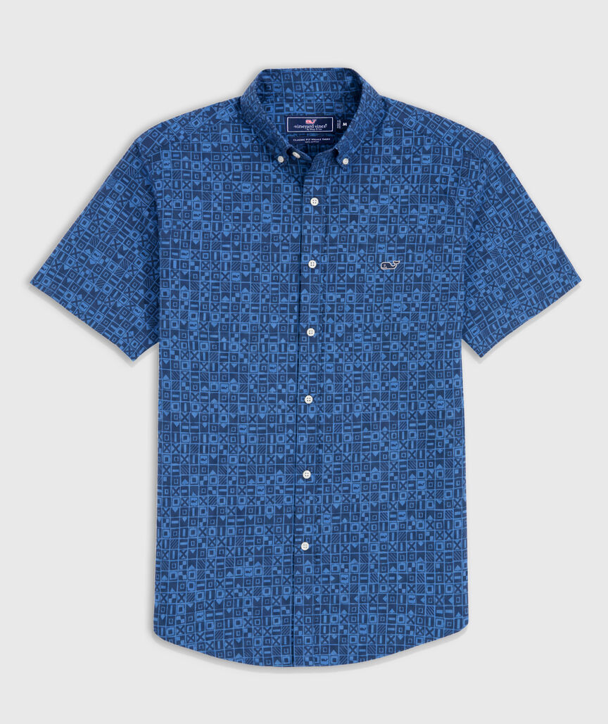 OUTLET Poplin Nautical Flags Short-Sleeve Shirt