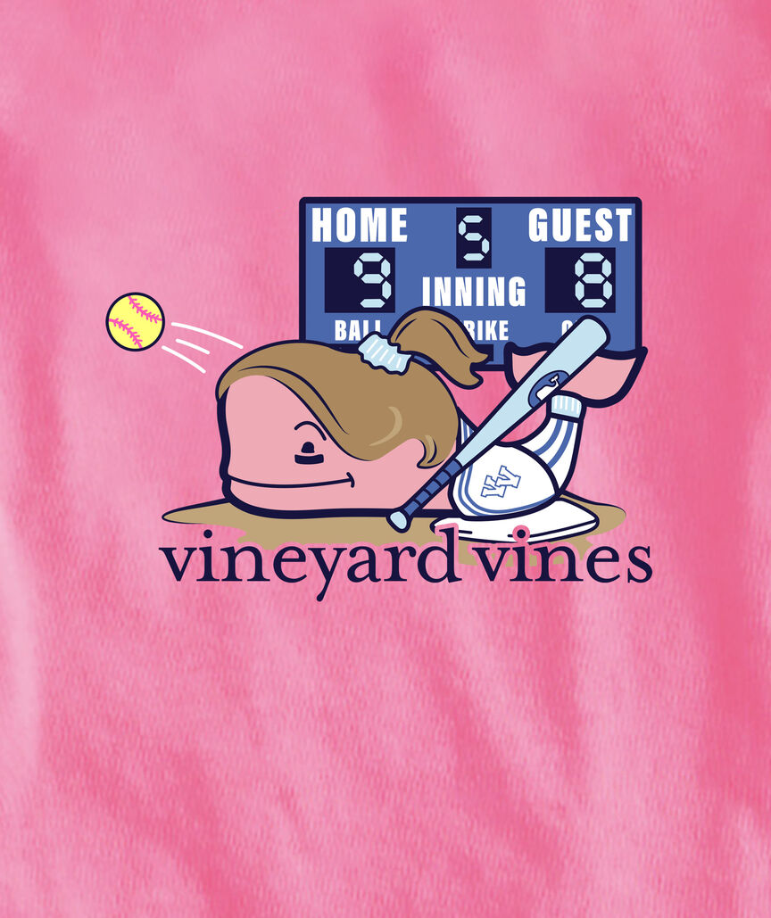 OUTLET Girls' Foil Softball Player Whale Short-Sleeve Pocket Tee