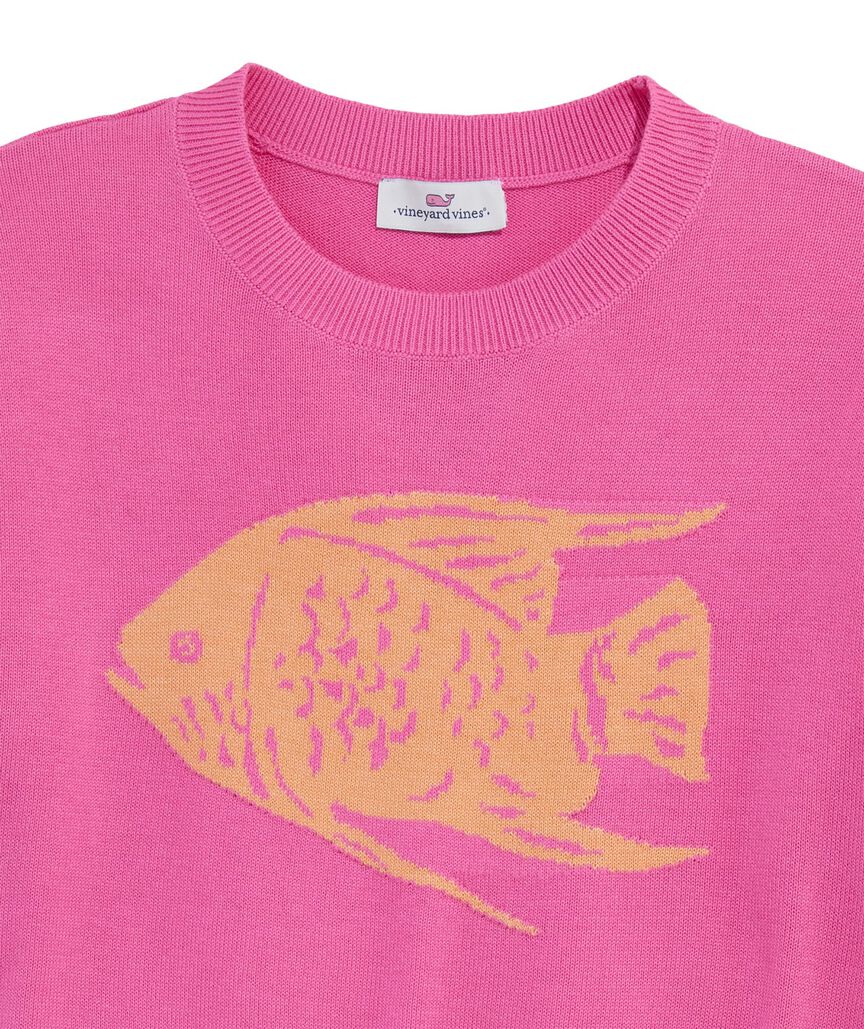 OUTLET Fish Intarsia Crewneck Sweater