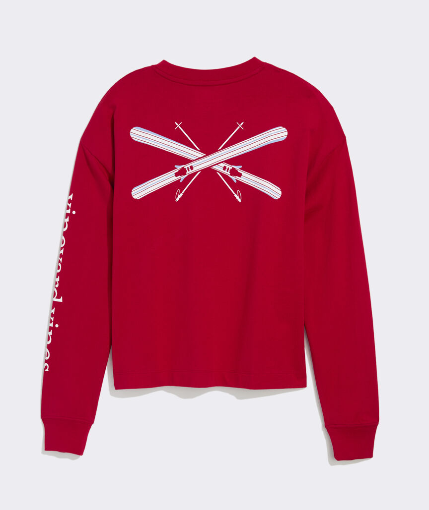 Women's Crossed Skis Long-Sleeve Boxy Tee