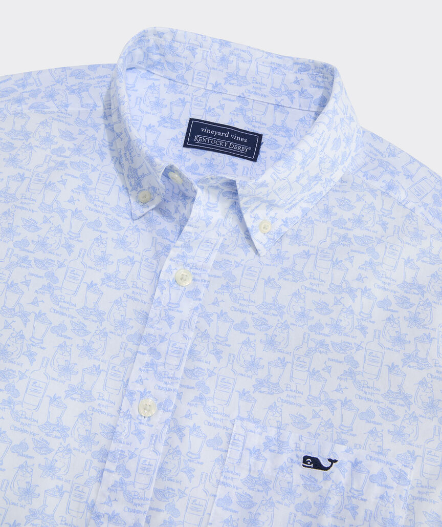 Kentucky Derby Medley Cotton Madras Short-Sleeve Shirt