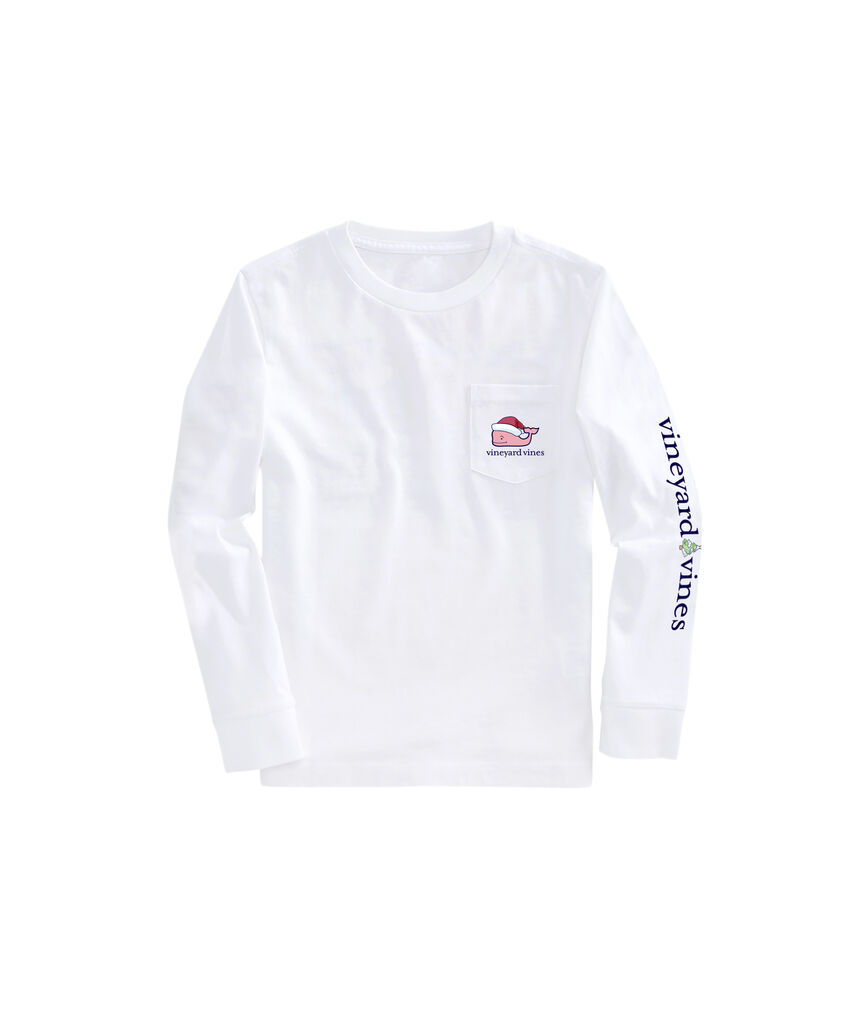 OUTLET Kids' Santa Whale Long-Sleeve Pocket Tee