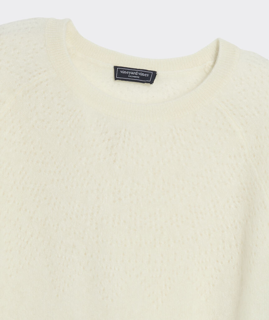 Brushed Cashmere Pointelle Crewneck Sweater
