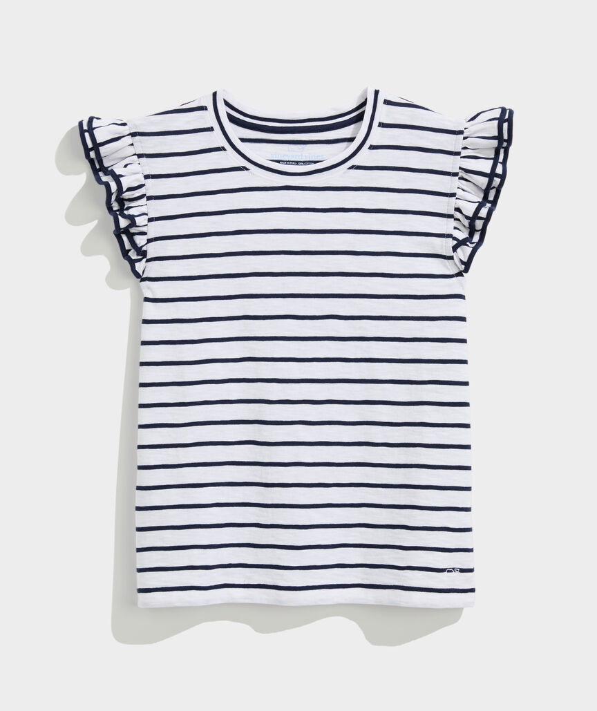 Flutter-Sleeve Slub Jersey Top