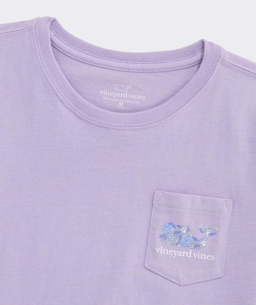 Girls' Hibiscus Block Print Whale Short-Sleeve Pocket Tee