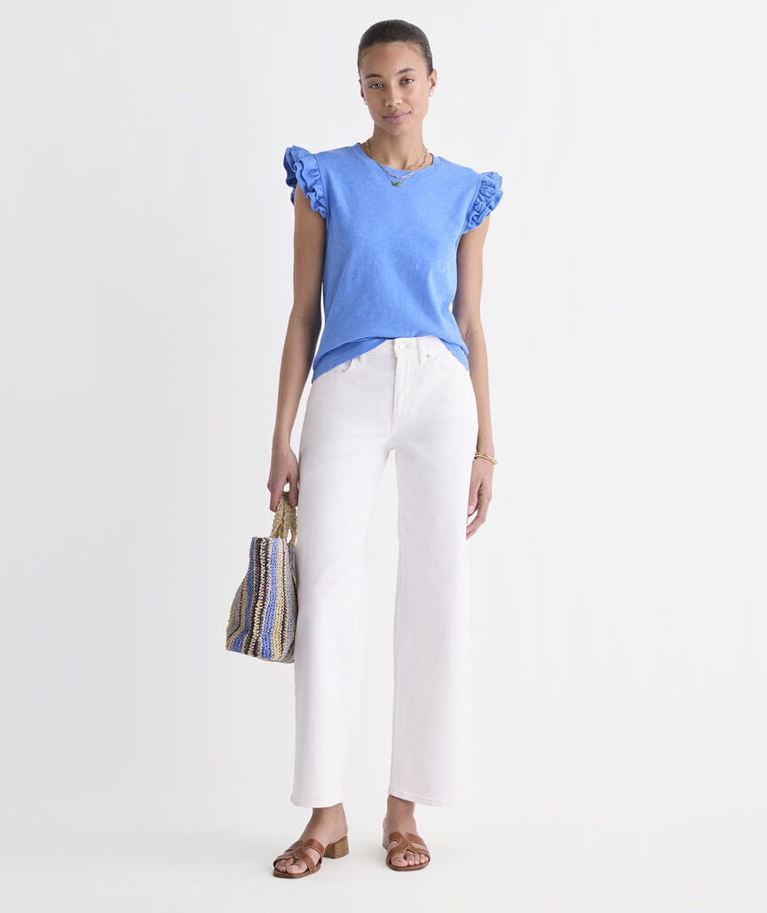 Flutter-Sleeve Slub Jersey Top