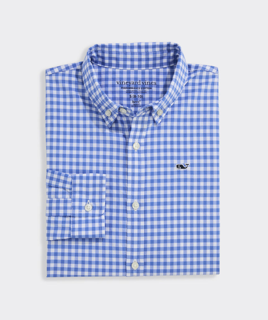 Boys' Performance Cotton Skysail Gingham Shirt