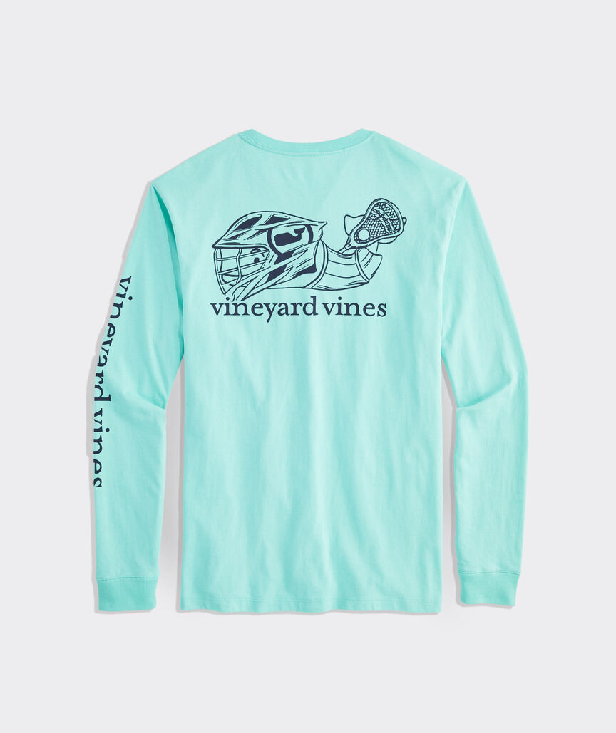 Lacrosse Player Outline Long-Sleeve Pocket Tee