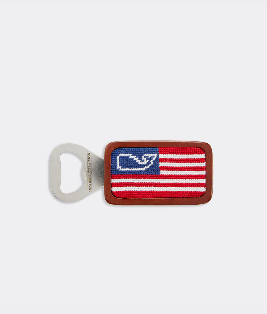 vineyard vines x Smathers & Branson Flag Whale Needlepoint Bottle Opener