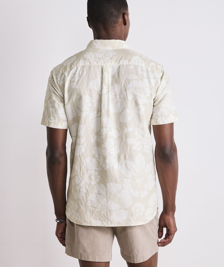 Floral Cotton Linen Short-Sleeve Shirt