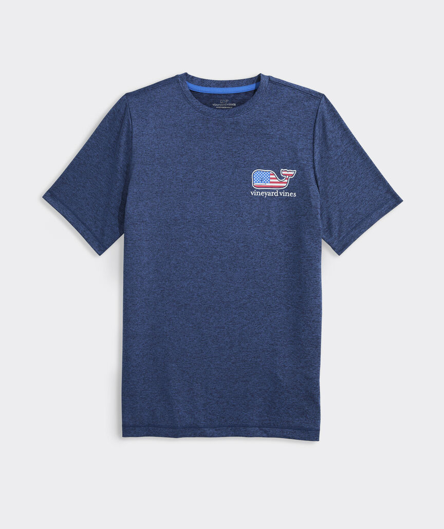 Boys' USA Flag Whale Short-Sleeve Harbor Sun Performance Tee