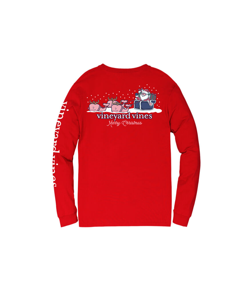OUTLET Reindeer Whale With Sleigh Long-Sleeve Pocket Tee