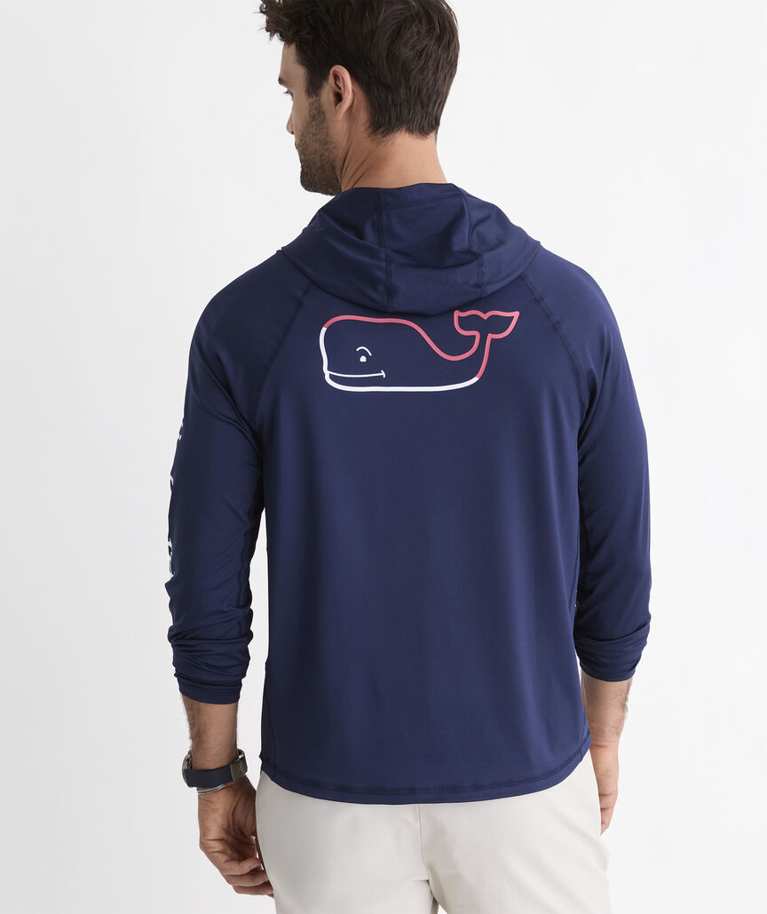 Performance Burgee Whale Long-Sleeve Harbor Hoodie Tee