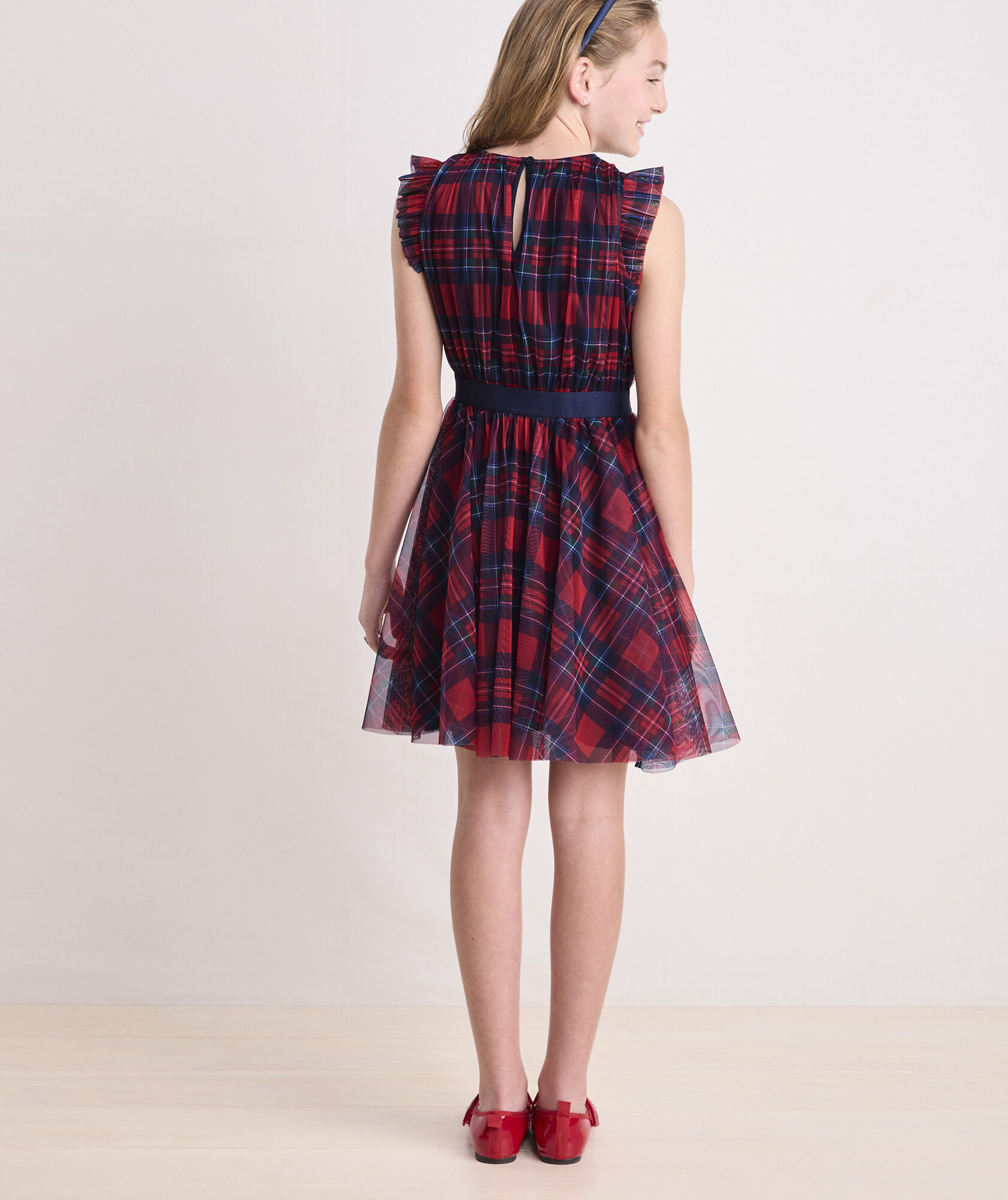OUTLET Girls' Tulle Plaid Dress