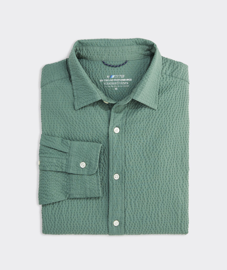 On-The-Go Seersucker Solid Shirt