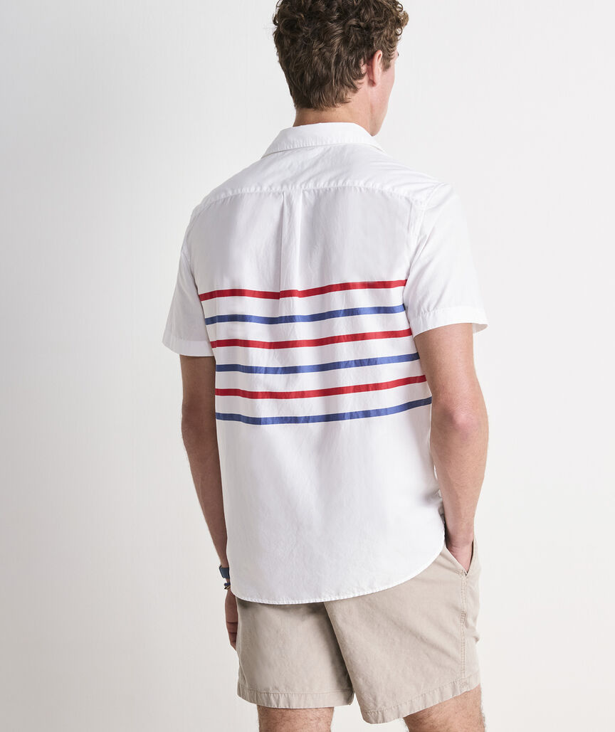 Ash Stripe Cotton Madras Short-Sleeve Shirt