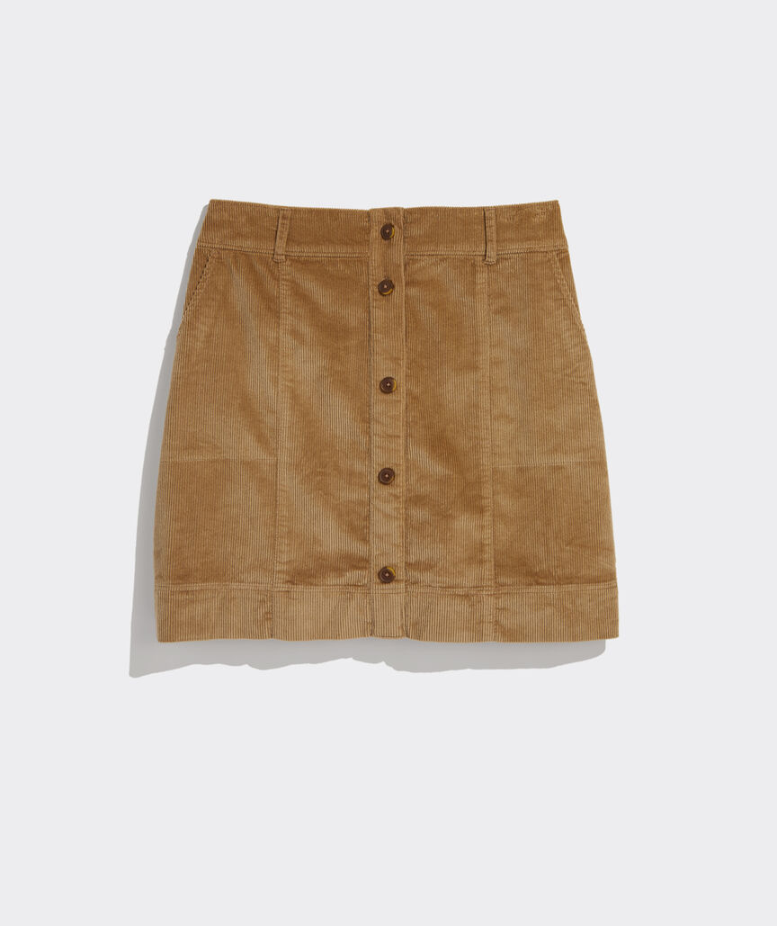 Corduroy Button-Front Skirt