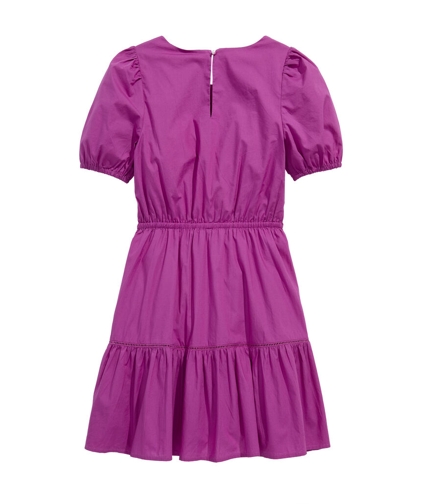 OUTLET Girls' Poplin Puff Sleeve Dress