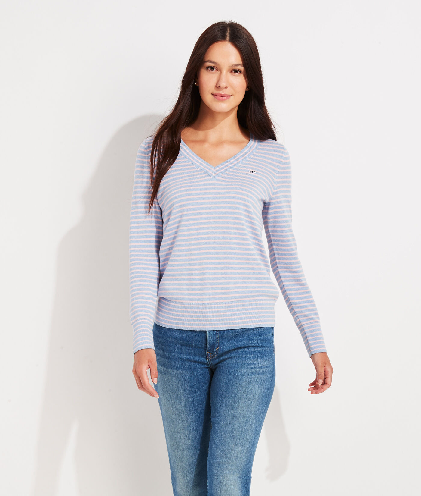 Shop Striped Heritage Cotton VNeck Sweater at vineyard vines