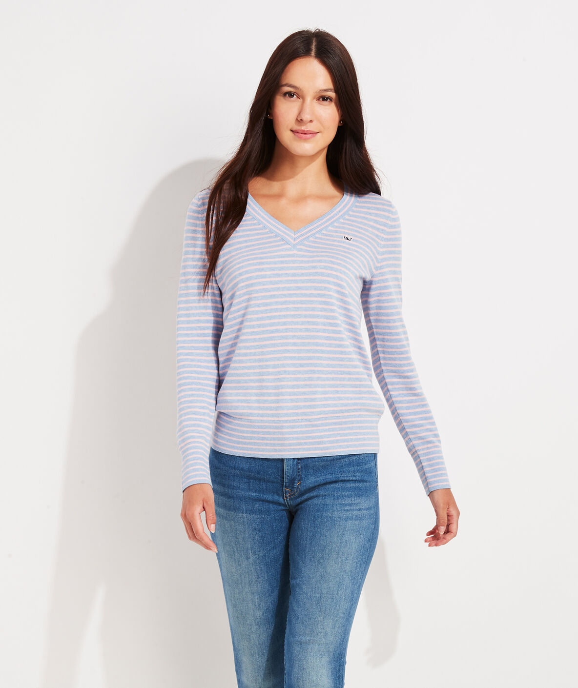 Shop Striped Heritage Cotton VNeck Sweater at vineyard vines