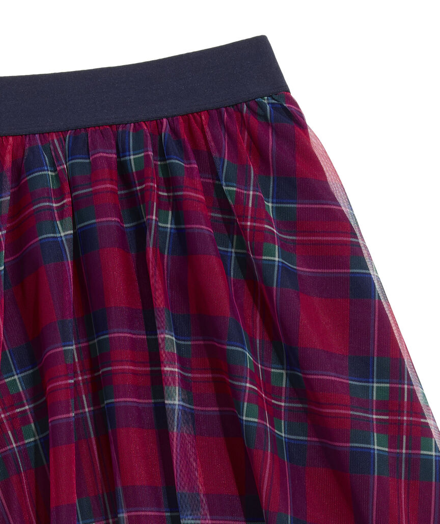 OUTLET Pull-On Plaid Tulle Skirt