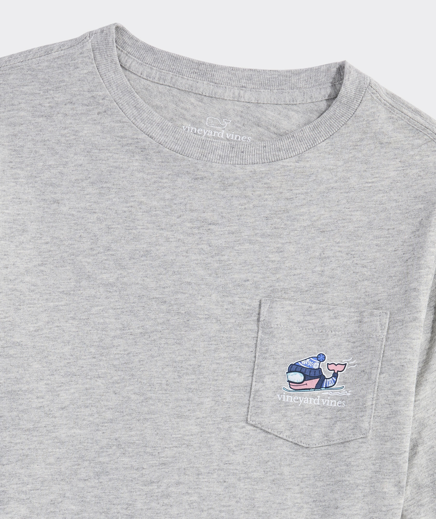 Boys' Downhill Ski Whale Long-Sleeve Pocket Tee