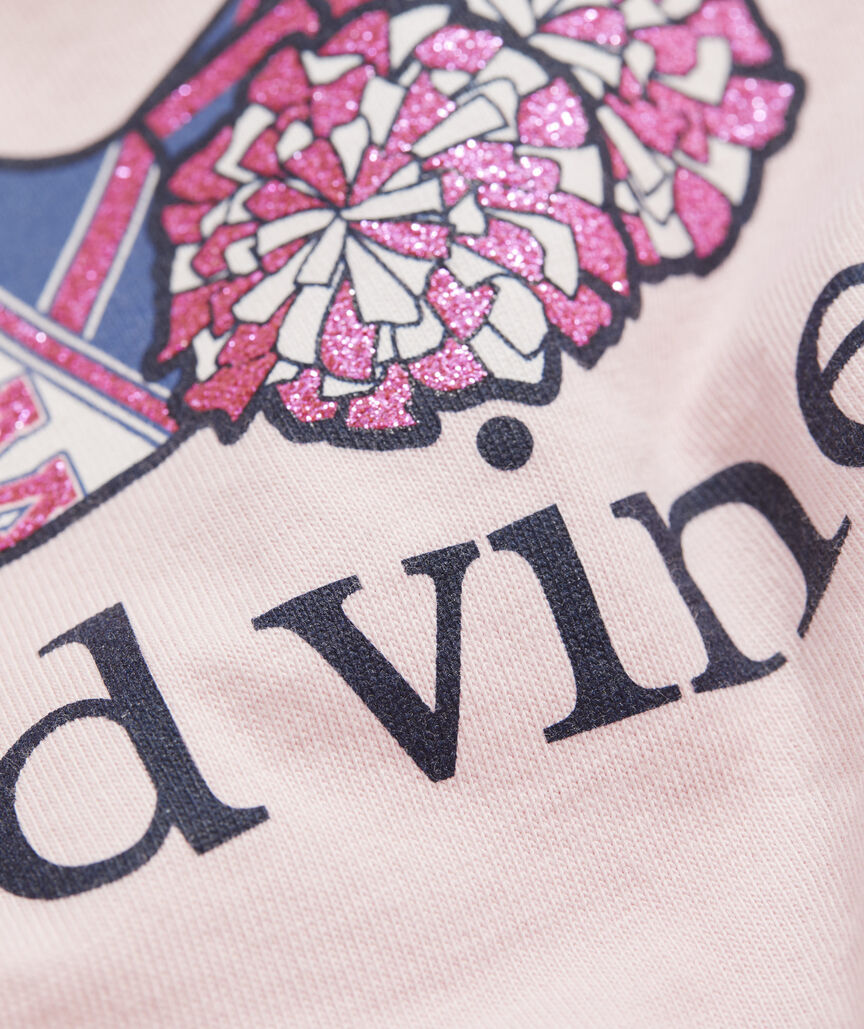 Girls' Glitter Cheerleader Whale Long-Sleeve Pocket Tee