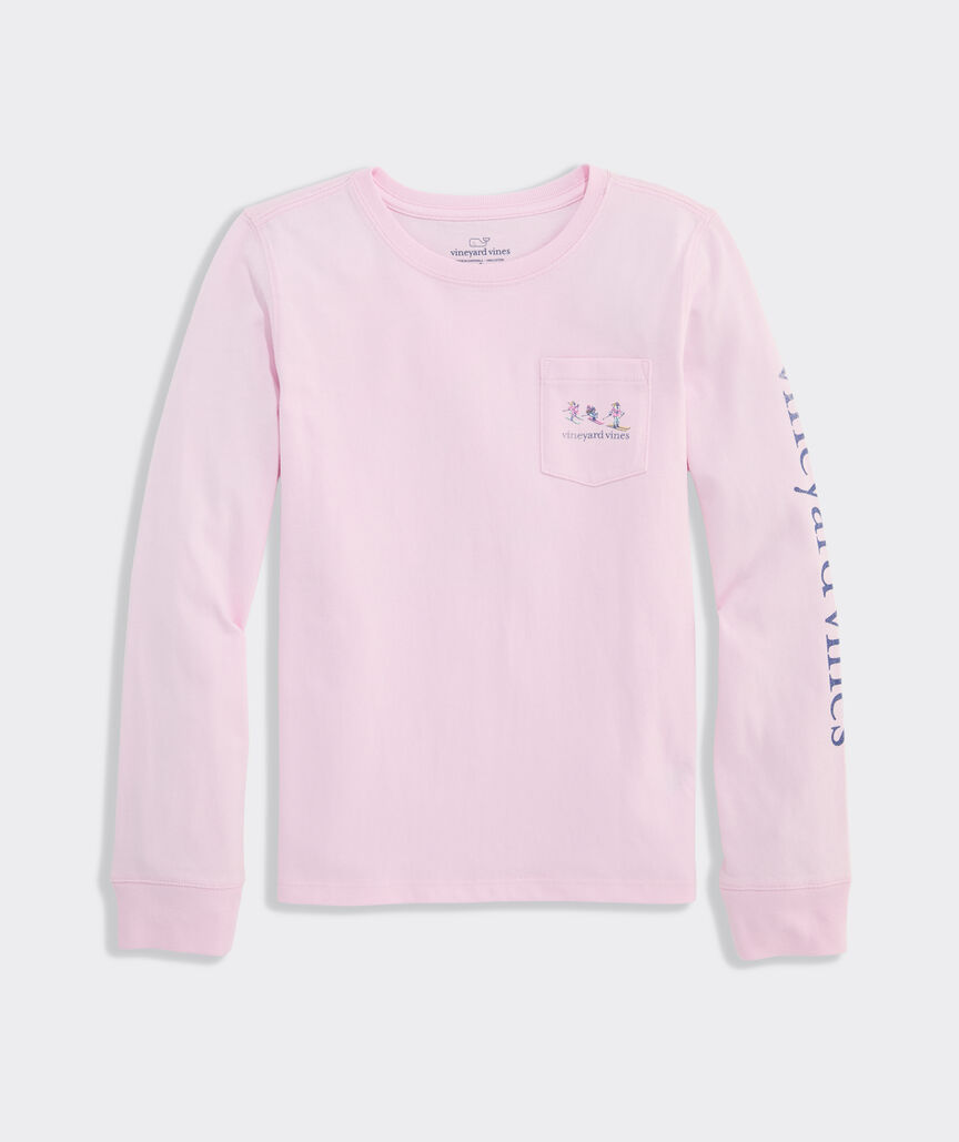 Girls' Sketched Skiiers Long-Sleeve Pocket Tee