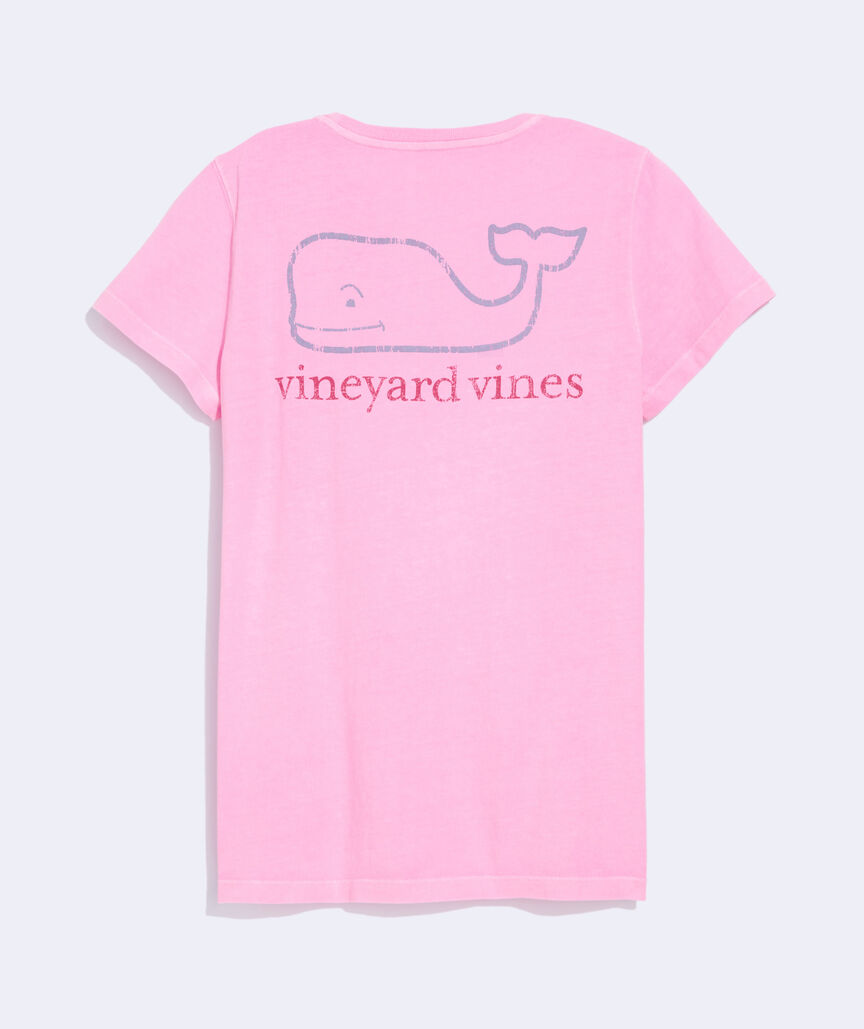Women's Garment-Dyed Two-Toned Vintage Whale Short-Sleeve Pocket Tee