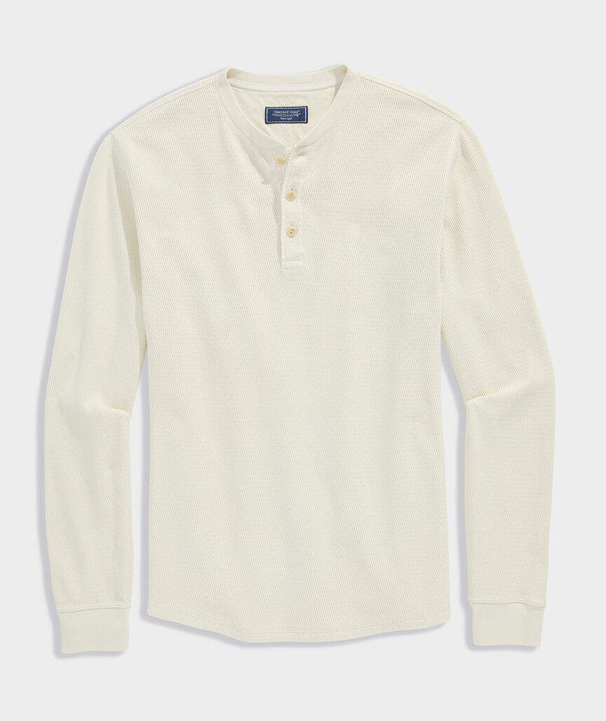 Garment-Dyed Waffle Henley