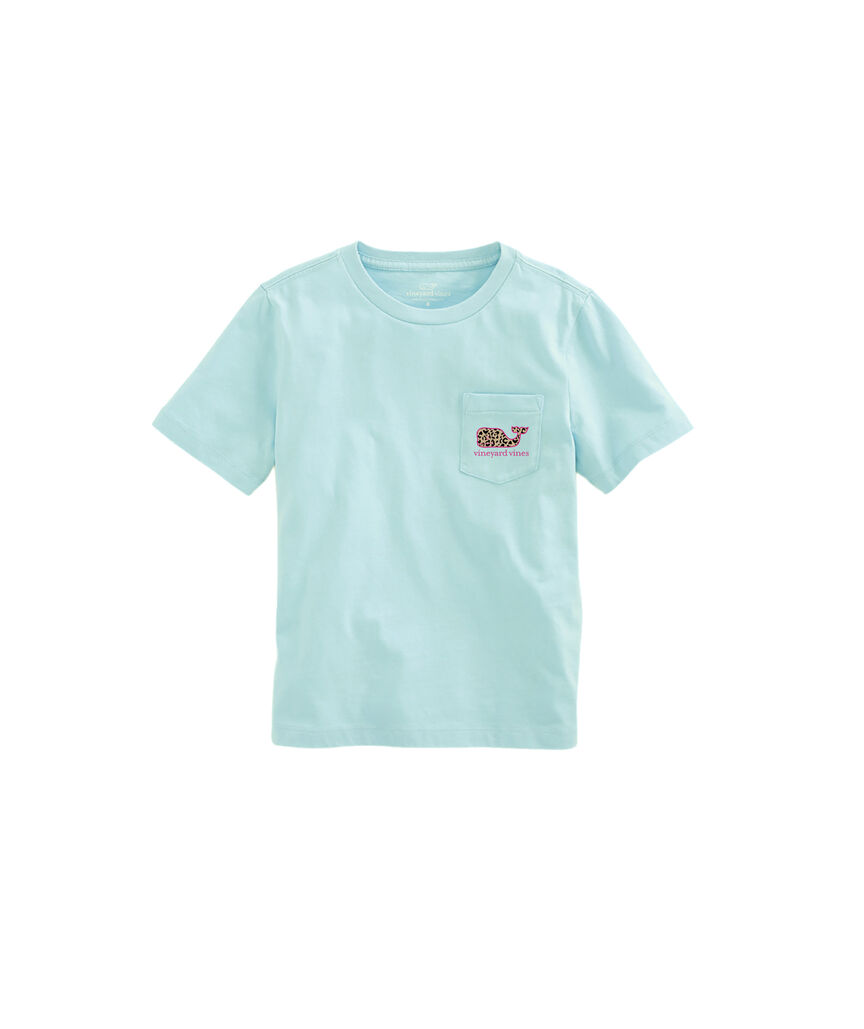 OUTLET Girls' Flocked Falling For Leopard Whale Short-Sleeve Pocket Tee