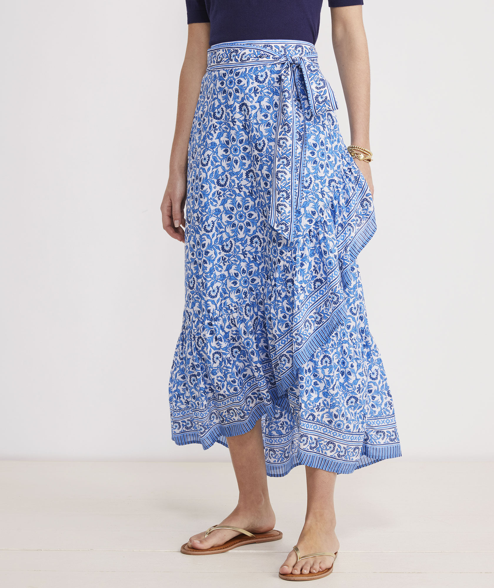OUTLET Printed Tie-Waist Maxi Skirt
