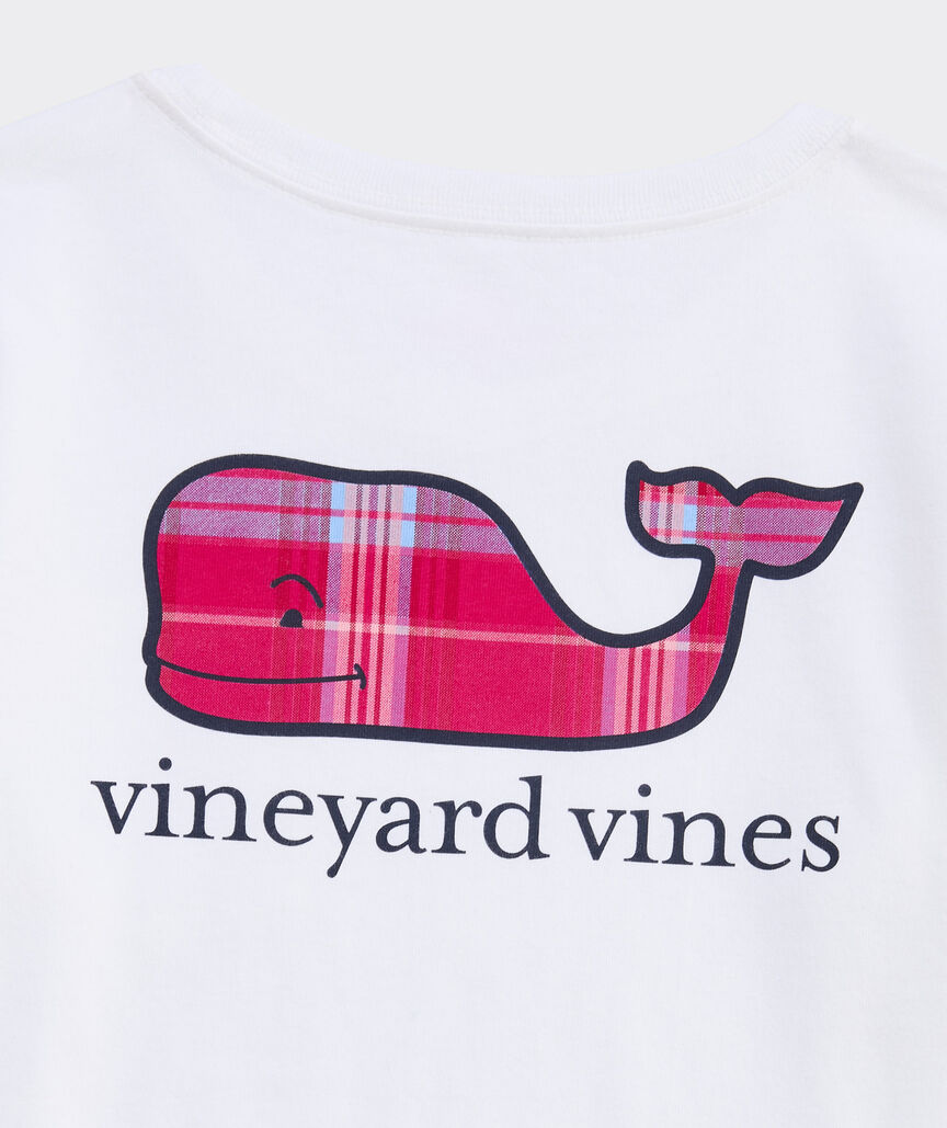 Girls' Party Plaid Whale Fill Long-Sleeve Pocket Tee