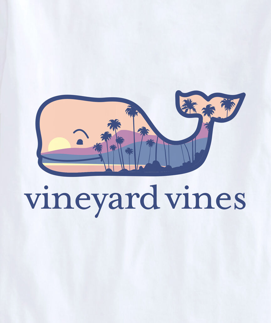 OUTLET Palm Tree Scenic Whale Short-Sleeve Pocket Tee