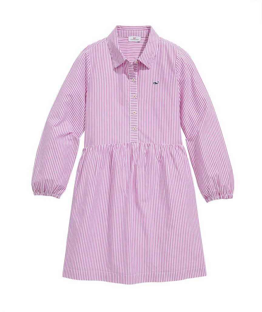 OUTLET Girls' Poplin Stripe Shirtdress