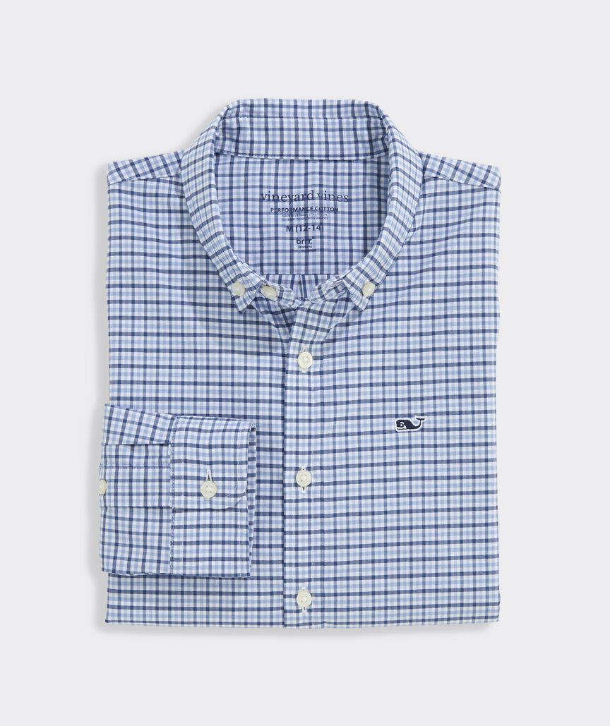Boys' Plaid Performance Cotton Shirt