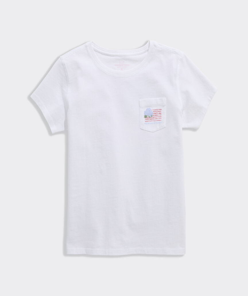 Girls' Hydrangea USA Flag Short-Sleeve Pocket Tee
