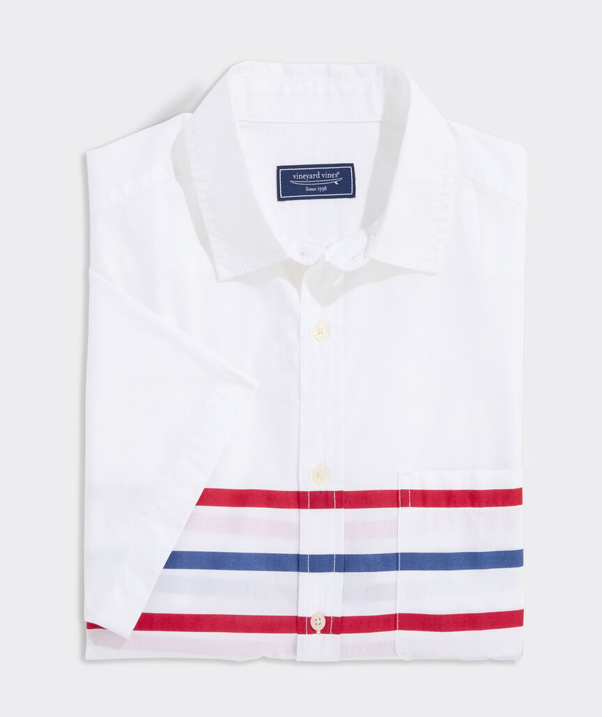 Ash Stripe Cotton Madras Short-Sleeve Shirt