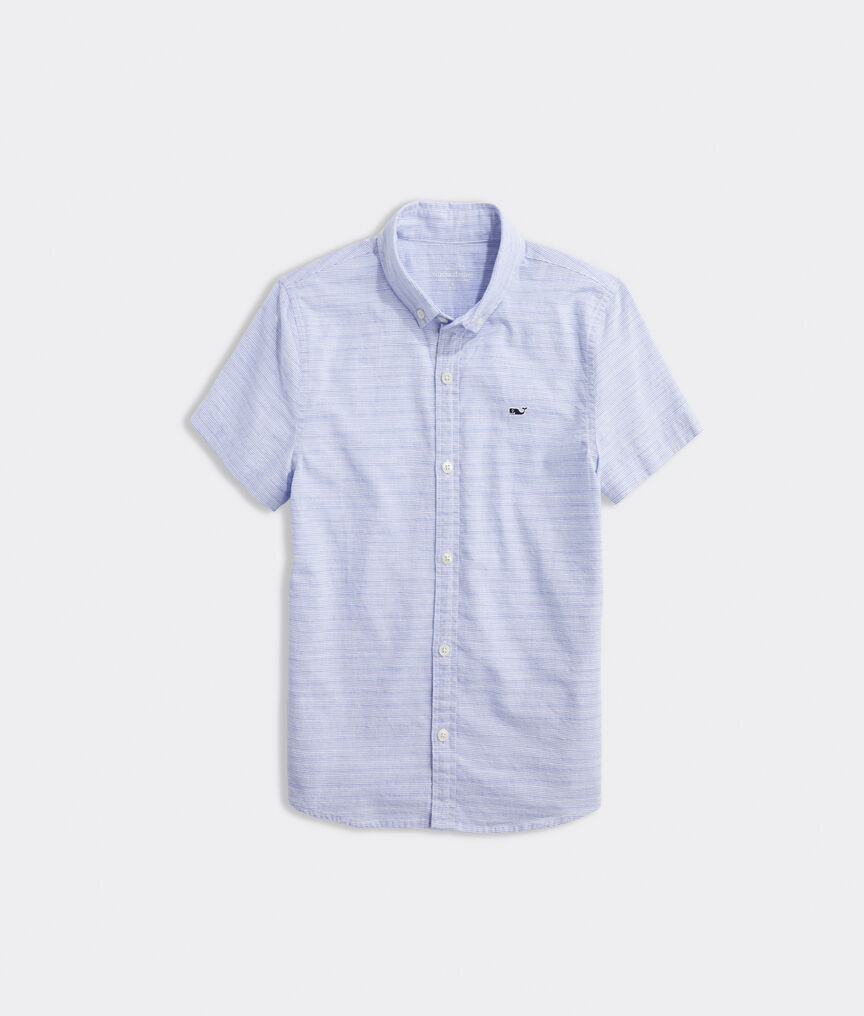 Boys' Classic Fit Short-Sleeve Shirt in Slub Poplin