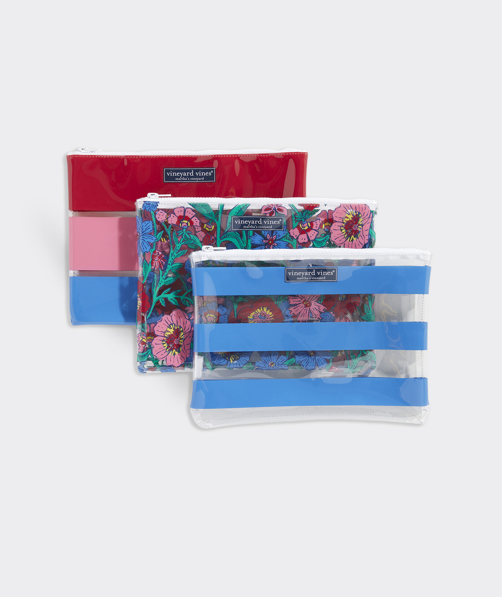 White Tisbury Floral 3-Pack Pouch Set