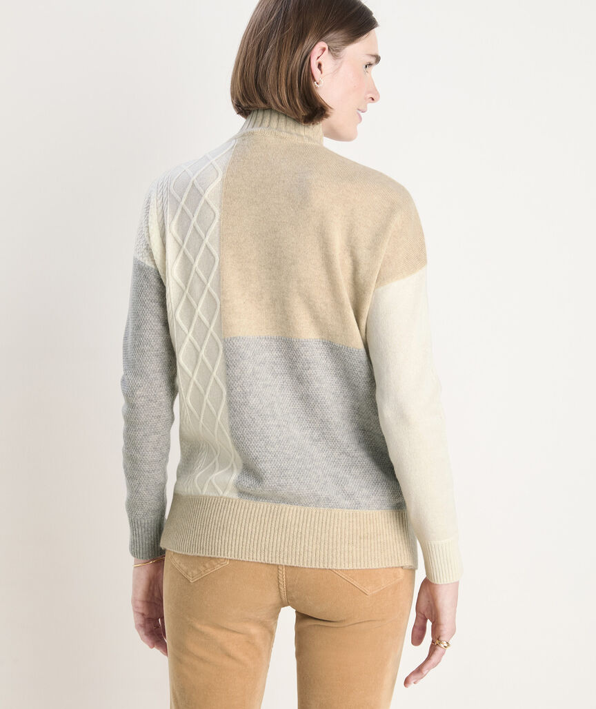 Cashmere Patchwork Mockneck Sweater